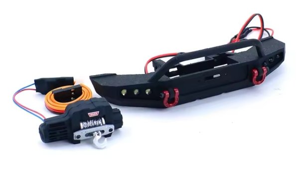 画像1: フロントバンパー （ウインチ付LEDライト付）1/18 RC TRX4M (1)