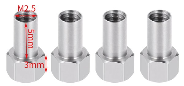 画像1: 1/18 ステンレス ロングホイールナット Ｍ2.5（5mm）1/18 ＲC  (1)