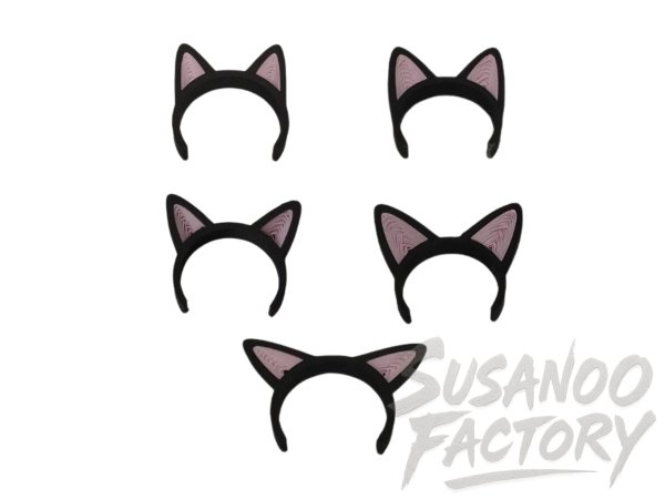 画像1: 30mm猫耳カチューシャ 黒ピンク (1)