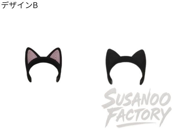 画像4: 30mm猫耳カチューシャ 黒ピンク (4)