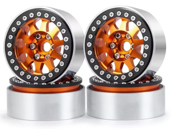 画像1: 1/10RC 1.9インチ ビードロックホイール(2個)　OR/BK (1)