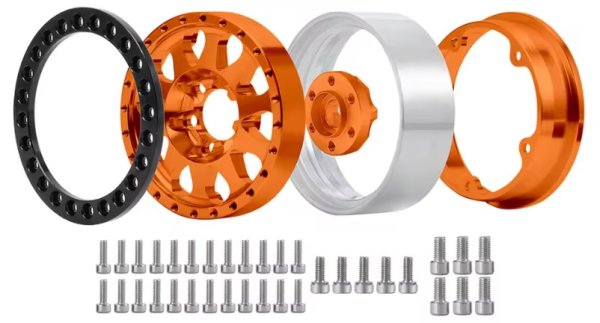 画像3: 1/10RC 1.9インチ ビードロックホイール(2個)　OR/BK (3)