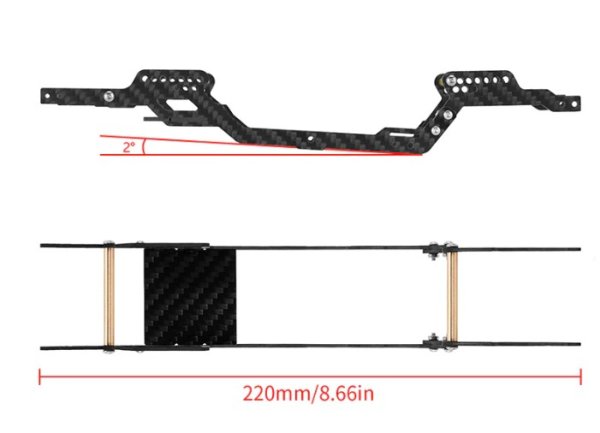 画像3: INJORA LCG カーボンファイバーシャーシキット 1/18 TRX4M ハイトレイル K10 F150用 4M-76 (3)