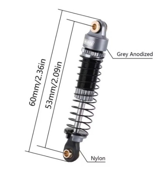 画像2: INJORA 53MM ねじ込み式ショックアブソーバー オイルダンパー 1/18 RCクローラー TRX4M アップグレード用 4M-24BK (2)
