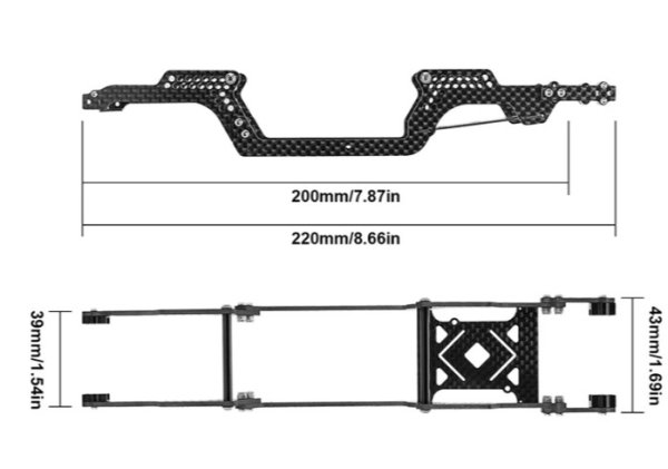 画像3: INJORA ユニバーサルLCGシャシーキット 1/18 TRX4Mアップグレード用(カーボンファイバー) 4M-89 (3)