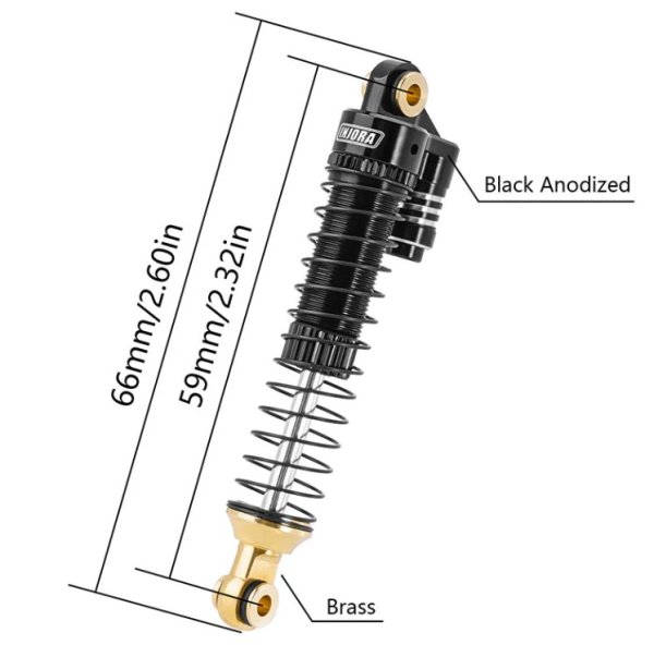 画像2: INJORA 59mmロングスレッドオイルショック(真鍮製エンド)で1/18 TRX4Mアップグレード用 4M-63BK-2 (2)
