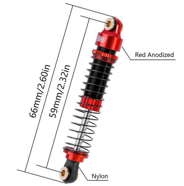 画像2: INJORA 59mmロングスレッドオイルショック 1/18 TRX4Mアップグレード用 4M-42RD-2 (2)
