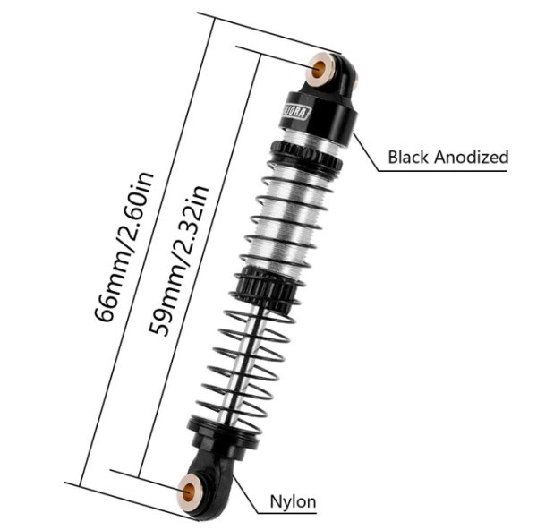 画像2: INJORA 59mmロングスレッドオイルショック 1/18 TRX4Mアップグレード用 4M-42BS-2 (2)