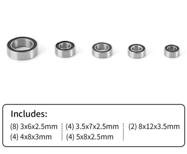 画像2: INJORA 密封鋼製ベアリングキット(22個) 1/18 TRX4M用 4M-03BK (2)