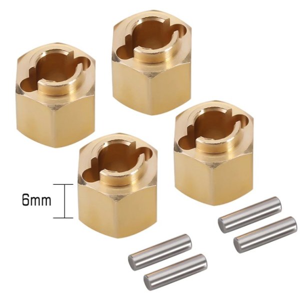 画像1: INJORA 4PCS 6mm 真鍮ホイール ヘックスハブエクステンダー 1/18 TRX4M アップグレード用 4M-02-6 (1)