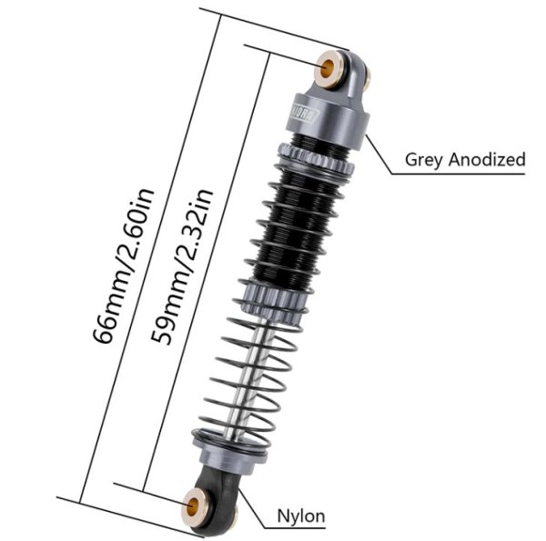 画像2: INJORA 59mmロングスレッドオイルショック 1/18 TRX4Mアップグレード用 4M-42GL-2 (2)