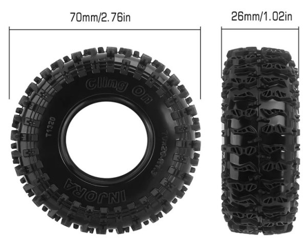 画像2: INJORA 1.3インチ 70×26mm クリンオンタイヤ(T1320) YQT-1320 (2)