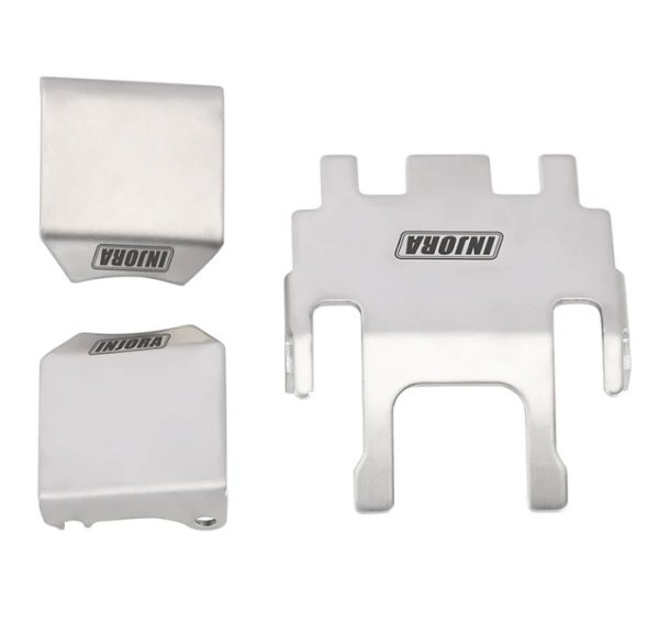 画像1: INJORA ステンレススチールシャーシ装甲スキッドプレートアクスルプロテクター 1/18 TRX4M用 4M-14 (1)