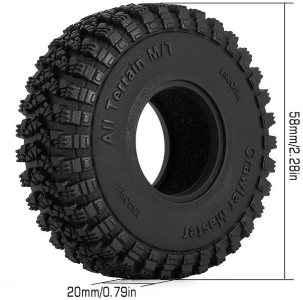 画像2: INJORA 1.0インチ 58×20mm クロールマスターA/Tタイヤ(T1008) YQT-1008 (2)