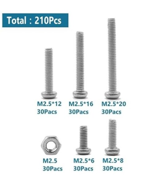 画像2: M2.5  六角穴 ネジ 210個セット 六角ボルト ナット 304ステンレス シルバー 専用ケース付き (2)