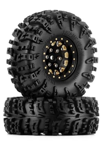 画像1: INJORA 1.3インチ 70*27mm 真鍮製ホイールセット マイクロクローラー用 YQW-1301BGD-1319 (1)