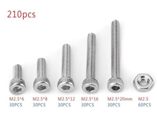 画像2: M2.5ネジセット 六角穴付きボルト 多用途 六角穴付きボルトネジ 収納ケース付き 210pcs (2)