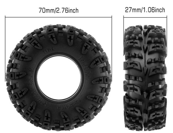 画像2: INJORA 1.3インチ 70×27mm スワンプクロー M/T タイヤ(T1319) YQT-1319 (2)