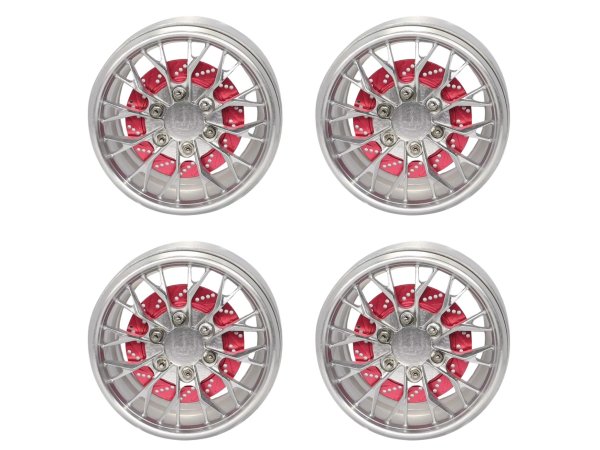 画像1: 1/10 RC 2.2インチ アルミビードロックホイール シルバー×レッドディスク (1)