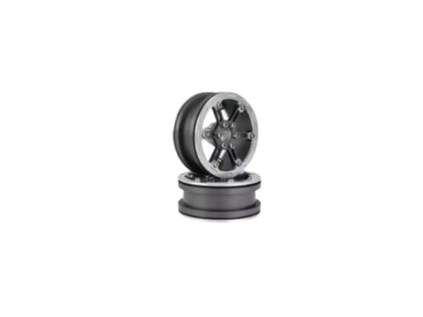 画像1: 1/10 RC 2.2インチ メタルビードロック6本スポークホイールリム グレー×シルバー (1)