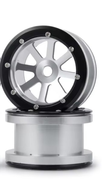 画像1: 1/10 RC 2.2インチ アルミビードロックホイール シルバー×ブラック (1)