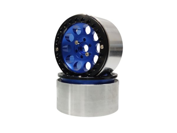 画像2: 1/10RC 2.2インチ メタルホイールリム ブルーxブラック (2)