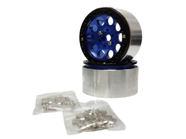画像1: 1/10RC 2.2インチ メタルホイールリム ブルーxブラック (1)