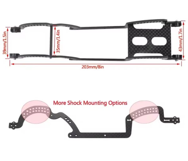 画像2: カーボンファイバーシャーシフレームフラックキット 1/18RC TRX-4M (2)