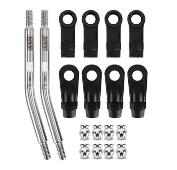 画像1: INJORA ステンレススチール製高クリアランスリンク76mm ロッドエンド付 1/10 RCクローラー用 LT01-76 (1)