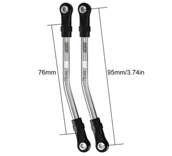 画像2: INJORA ステンレススチール製高クリアランスリンク76mm ロッドエンド付 1/10 RCクローラー用 LT01-76 (2)