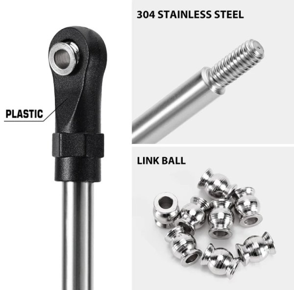 画像3: INJORAステンレススチールリンク95mm ロッドエンド 1/10 RCクローラー用 LT02-95 (3)