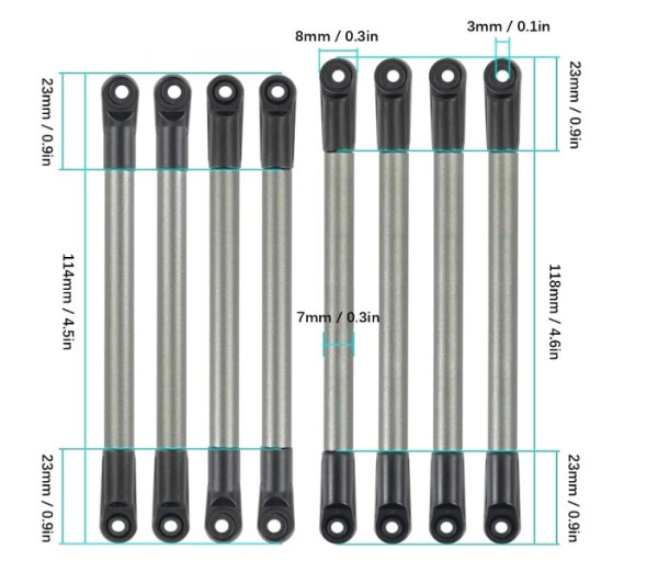 画像2: メタルリンクロッド 275mmホイールベース用 SCX10 (2)