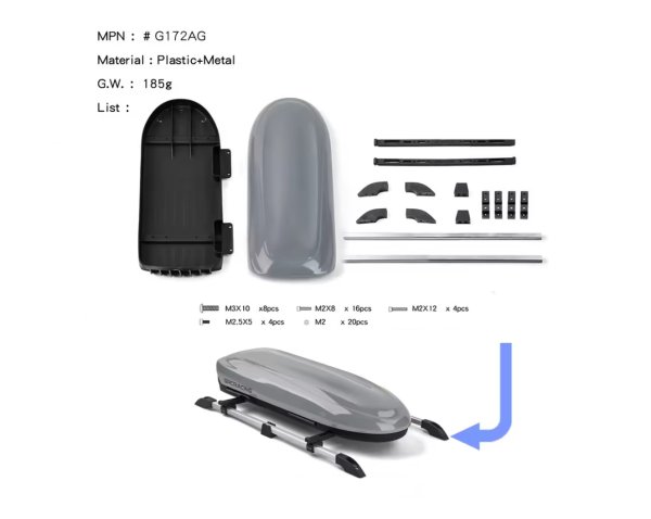 画像1: GRC 1/10 ルーフボックス（レール付き）グレー (1)