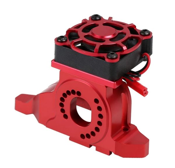 画像1: INJORA アルミ モーターマウント ヒートシンク 冷却ファン付 #8290用 1/10RC TRX-4 (1)