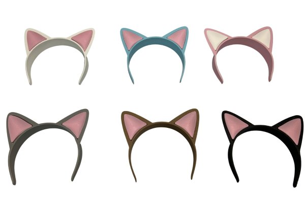 画像1: ドール用猫耳カチューシャ Ｂ 横耳 (1)